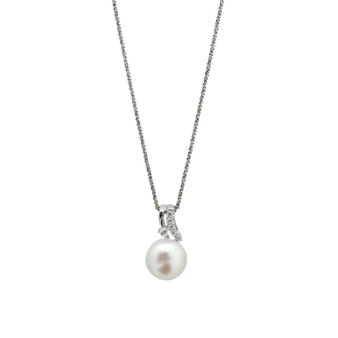 Colgante Perlas | LINEARGENT Colgante perlas de plata diseño curva de circonitas