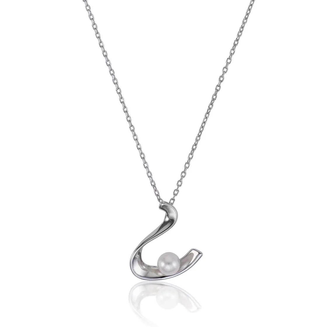 Colgante Perlas | LINEARGENT Colgante perlas de plata diseño ondulado con perla