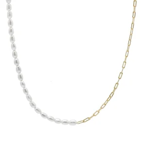 Colgante Perlas | Collares Cortos | LINEARGENT Colgante perlas diseño dividido de eslabones