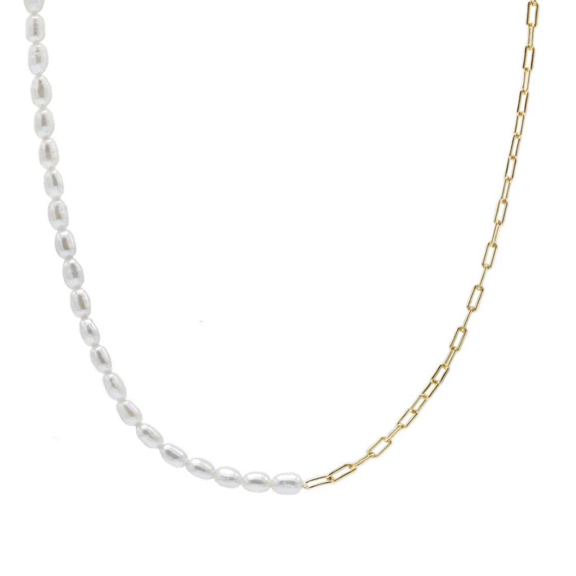 Colgante Perlas | Collares Cortos | LINEARGENT Colgante perlas diseño dividido de eslabones