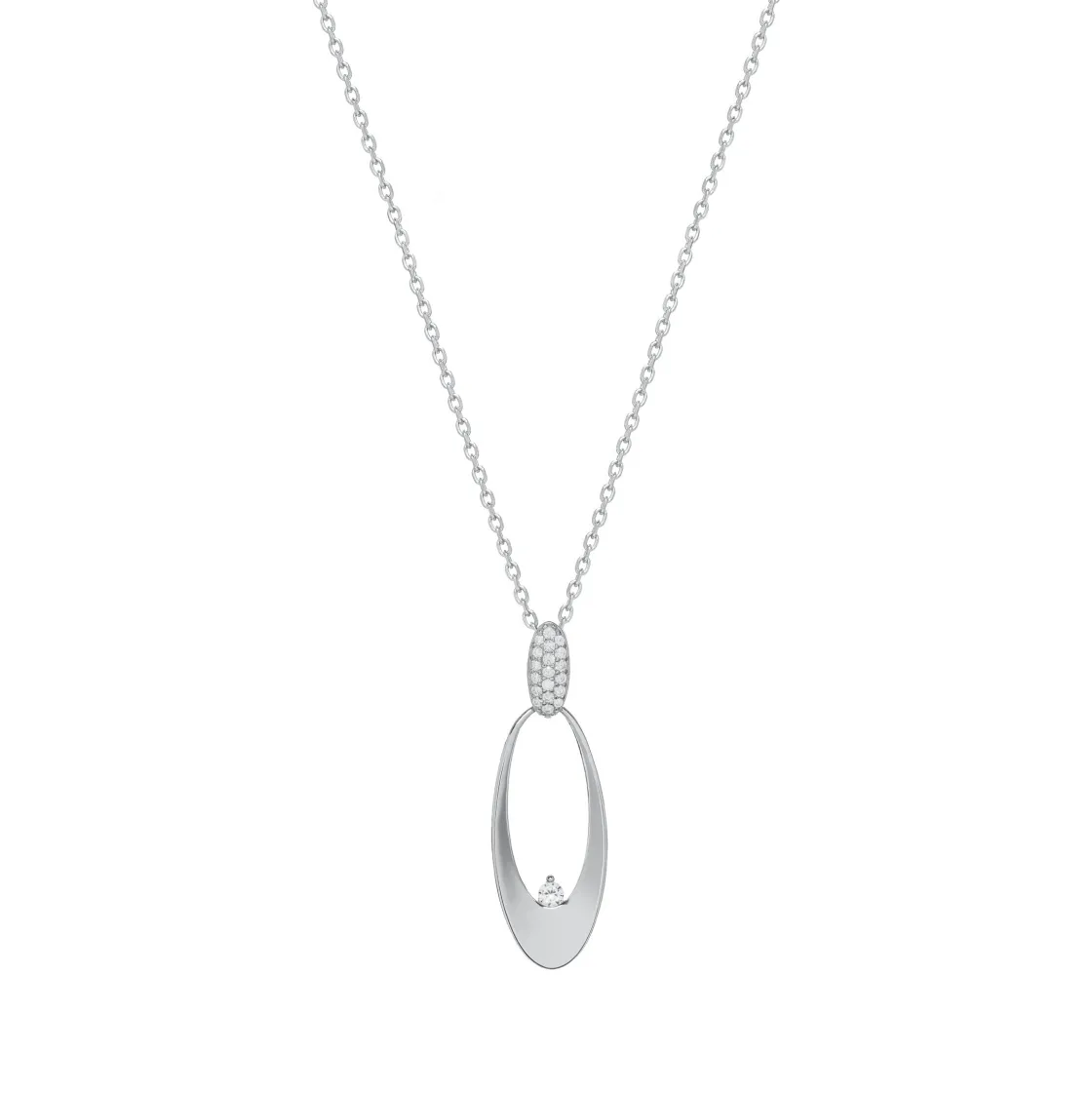 Colgante Brillante | LINEARGENT Colgante plata originales diseño oval con circonitas