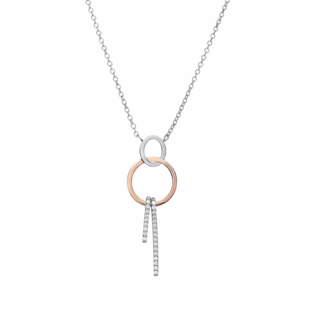 Colgantes Bicolor | LINEARGENT Colgantes bicolor de plata baño rosa diseño doble círculo