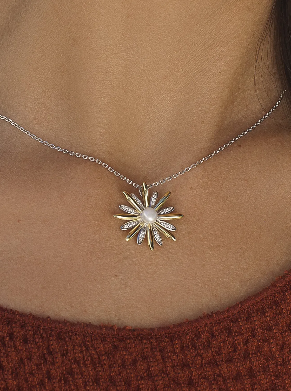 Colgantes Bicolor | LINEARGENT Colgantes bicolor de plata con diseño floral