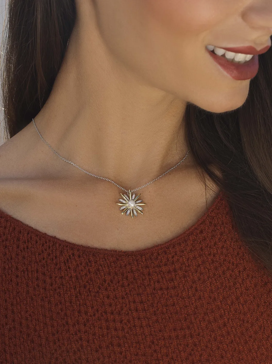 Colgantes Bicolor | LINEARGENT Colgantes bicolor de plata con diseño floral