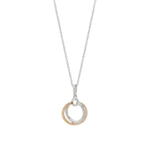 Colgantes Bicolor | LINEARGENT Colgantes bicolor de plata diseño de doble aro y circonita