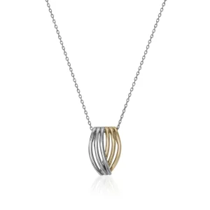 Colgantes Bicolor | LINEARGENT Colgantes bicolor diseño carriles en plata y dorado