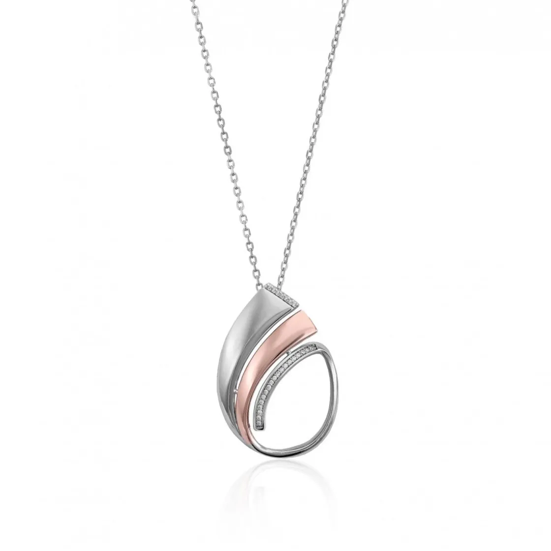 Colgantes Bicolor | Colgantes Plata Grandes | LINEARGENT Colgantes bicolor diseño irregular con circonitas