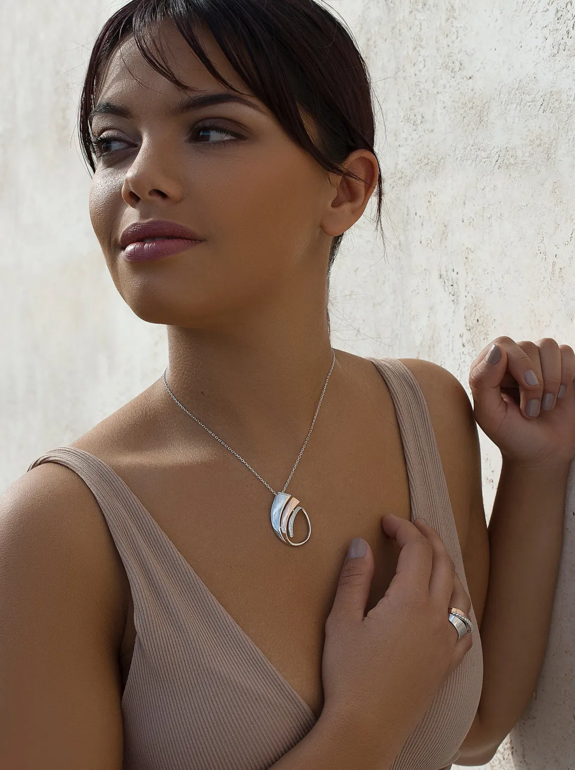 Colgantes Bicolor | Colgantes Plata Grandes | LINEARGENT Colgantes bicolor diseño irregular con circonitas