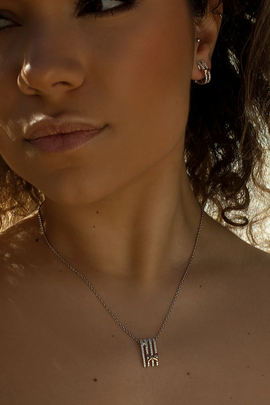 Colgantes Bicolor | LINEARGENT Colgantes bicolor plata grapa cruzada y circonita