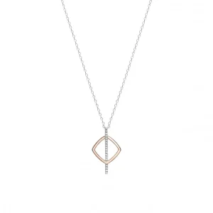 Colgantes Bicolor | LINEARGENT Colgantes de plata diseño cuadrado bicolor en rosa