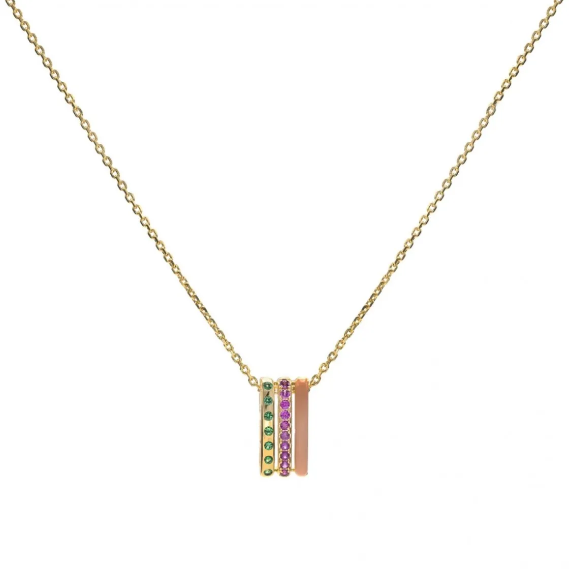 Collares Plata Originales | LINEARGENT Colgantes de plata diseño triple carril naranja
