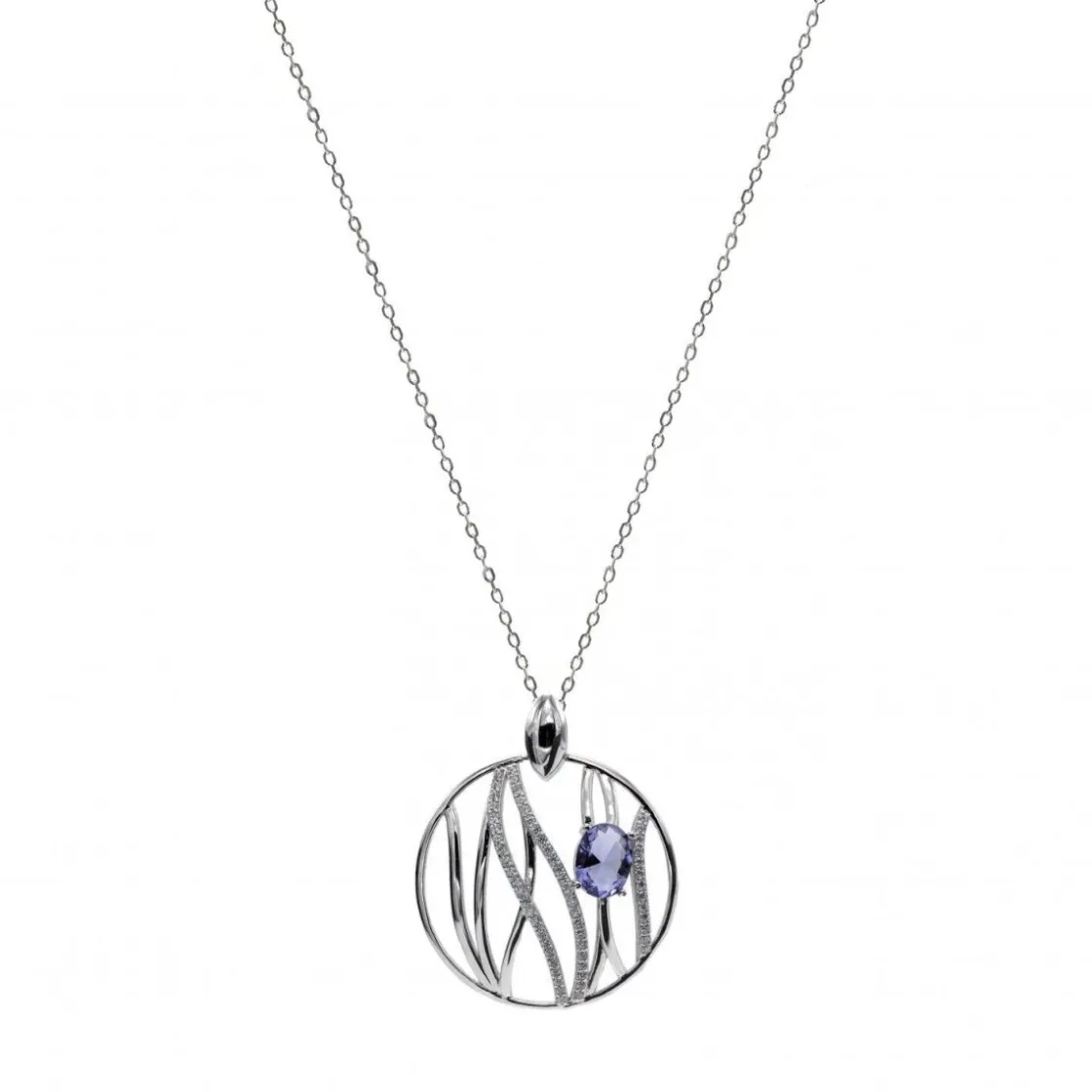 Collares Con Piedras | LINEARGENT Colgantes de plata grandes diseño carriles lavanda