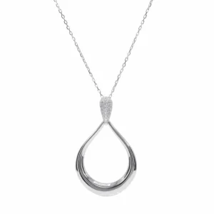 Colgantes Plata Grandes | LINEARGENT Colgantes de plata grandes en forma de lágrima y detalle de circonita