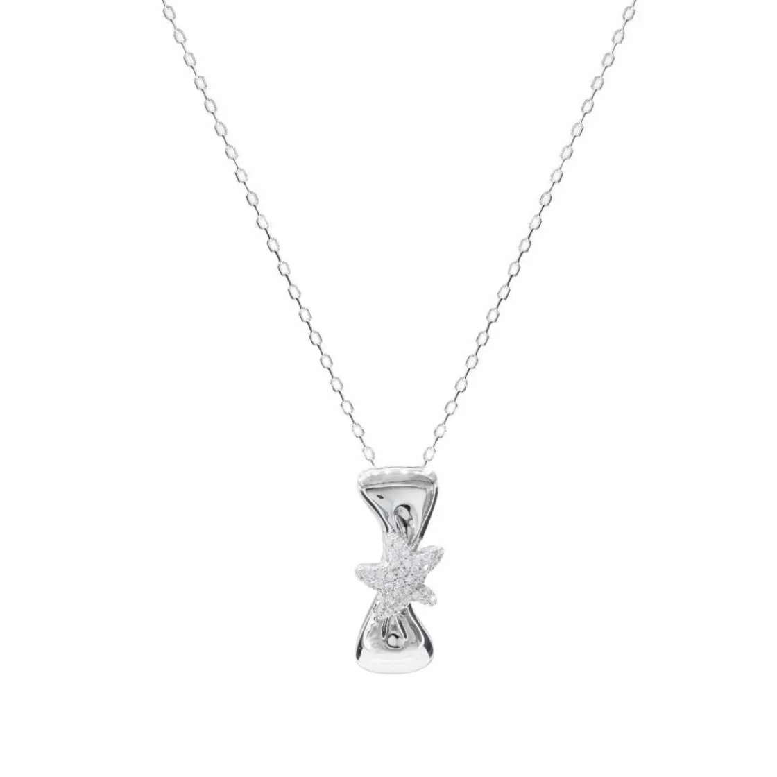 Colgante Brillante | LINEARGENT Colgantes pequeños de plata con motivo de estrella en el centro y circonitas