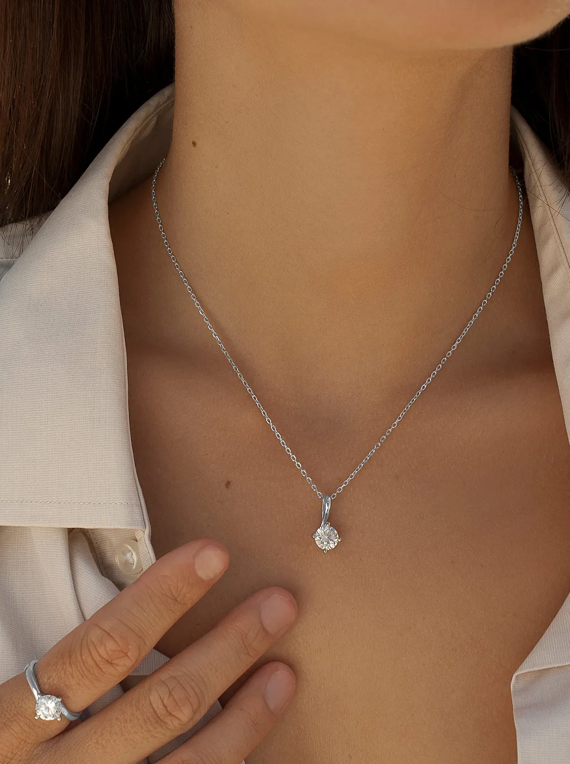 Colgantes Pequeños | Colgante Brillante | LINEARGENT Colgantes pequeños diseño de circonita con grapa