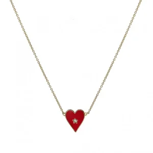Colgantes Pequeños | LINEARGENT Colgantes pequeños diseño de corazón con esmalte rojo