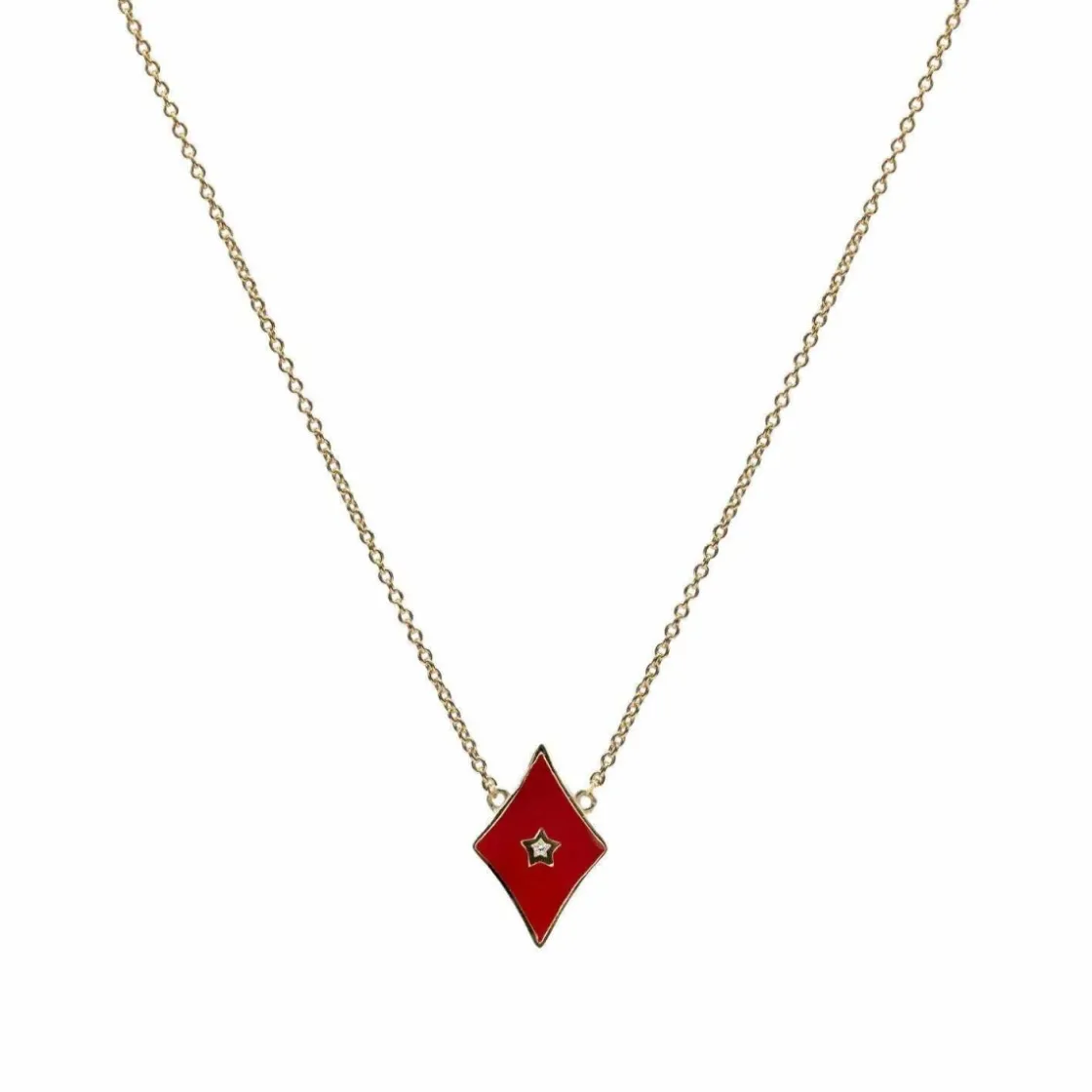 Colgantes Pequeños | LINEARGENT Colgantes pequeños diseño de rombo con esmalte rojo