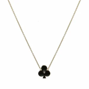 Colgantes Pequeños | LINEARGENT Colgantes pequeños diseño de trébol con esmalte negro