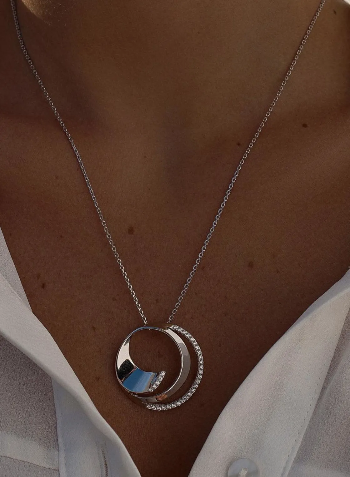 Colgante Brillante | LINEARGENT Colgantes plata originales diseño circular con circonita