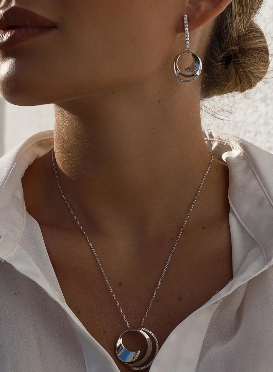 Colgante Brillante | LINEARGENT Colgantes plata originales diseño circular con circonita