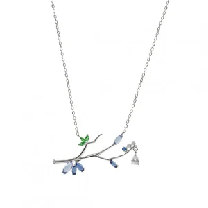 Collares Con Piedras | Colgante Brillante | LINEARGENT Colgantes plata originales diseño de rama con gemas