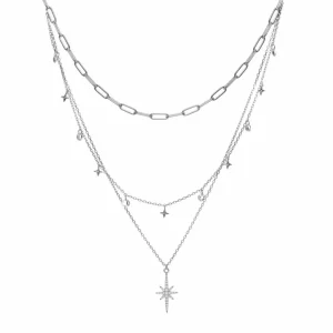 Collares Dobles | Collar Cadena | LINEARGENT Colgantes plata originales diseño de triple cadena