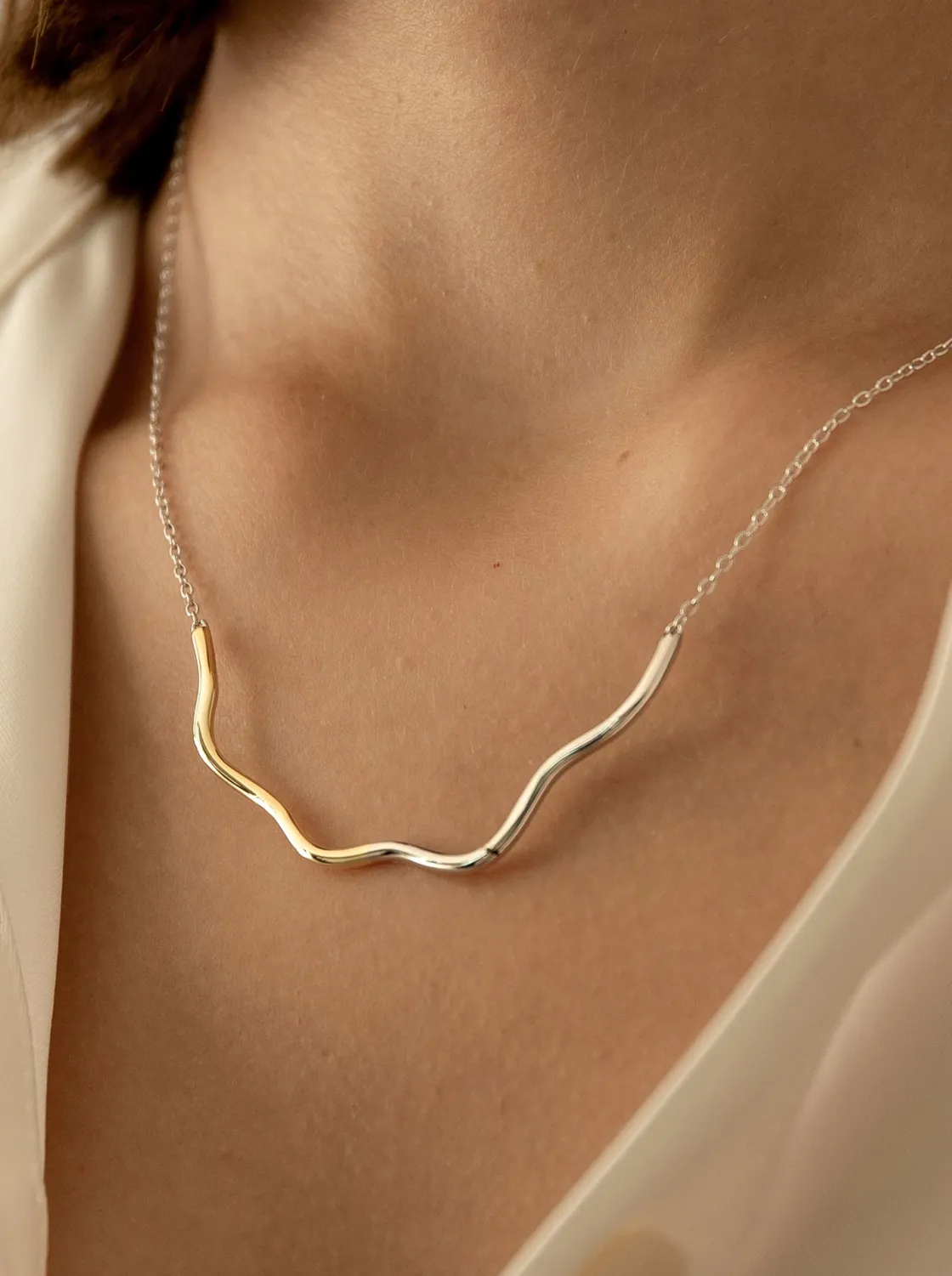 Colgantes Bicolor | LINEARGENT Colgantes plata originales diseño irregular en plata lisa