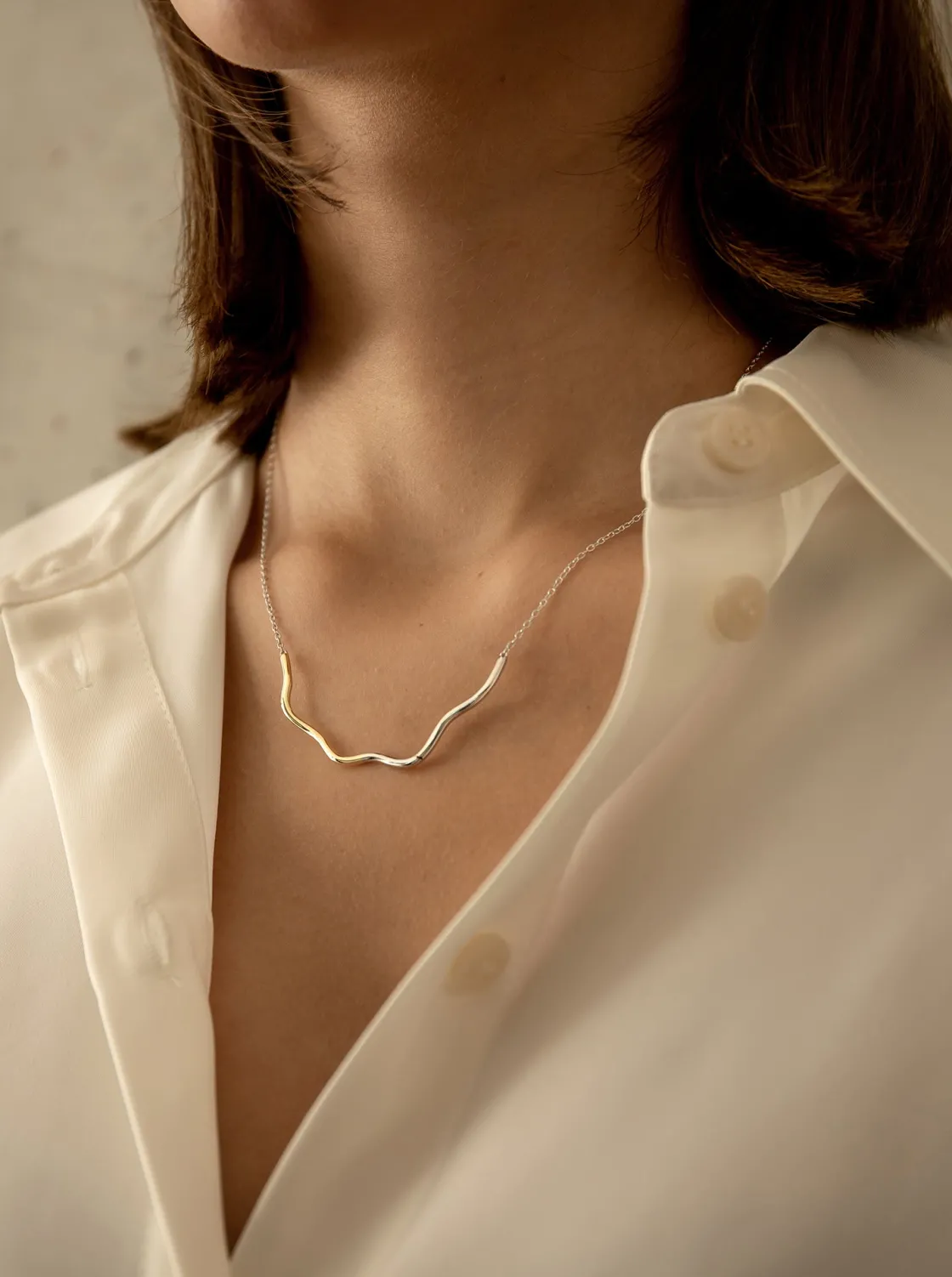 Colgantes Bicolor | LINEARGENT Colgantes plata originales diseño irregular en plata lisa