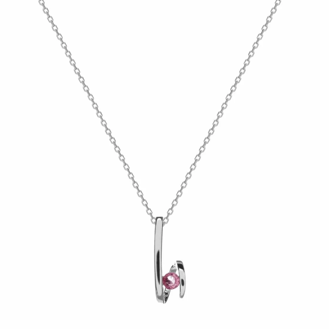 Collares Con Piedras | LINEARGENT Colgantes plata originales diseño zig-zag con gema rosa