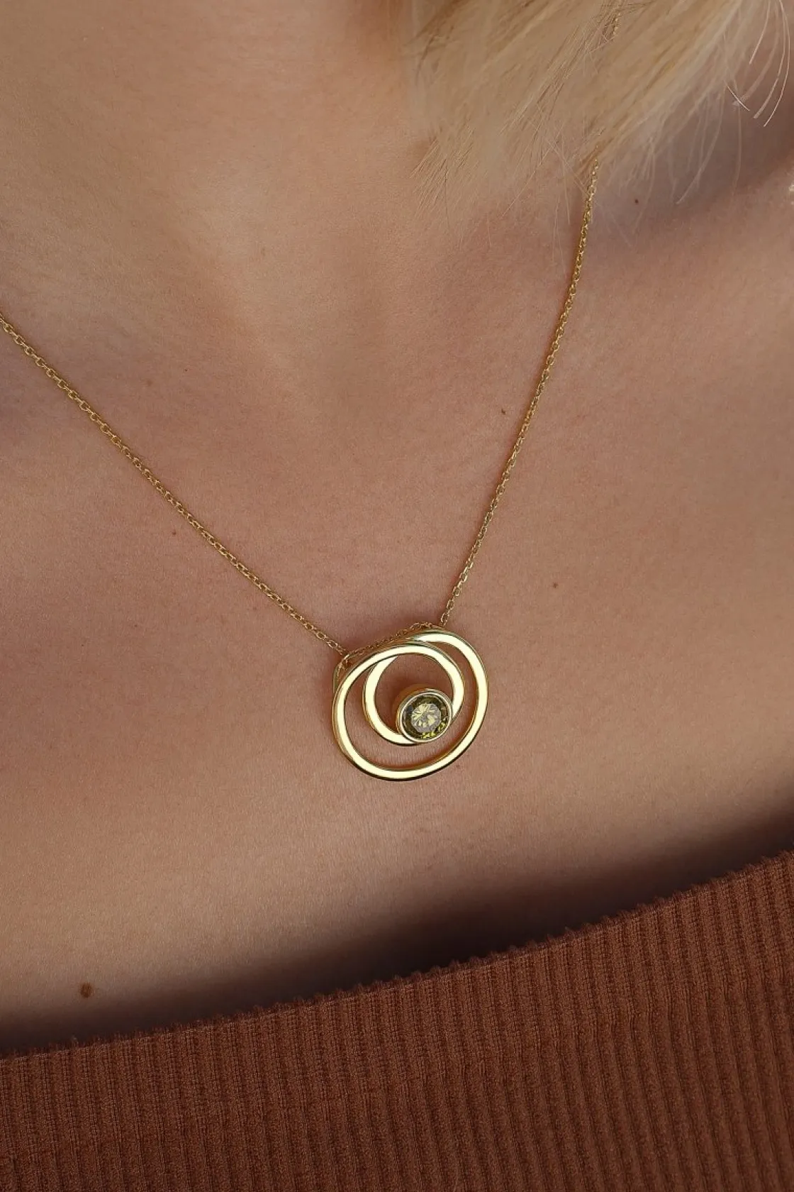 Collares Con Piedras | LINEARGENT Colgantes plata originales estilo espiral con circonitas tono verde