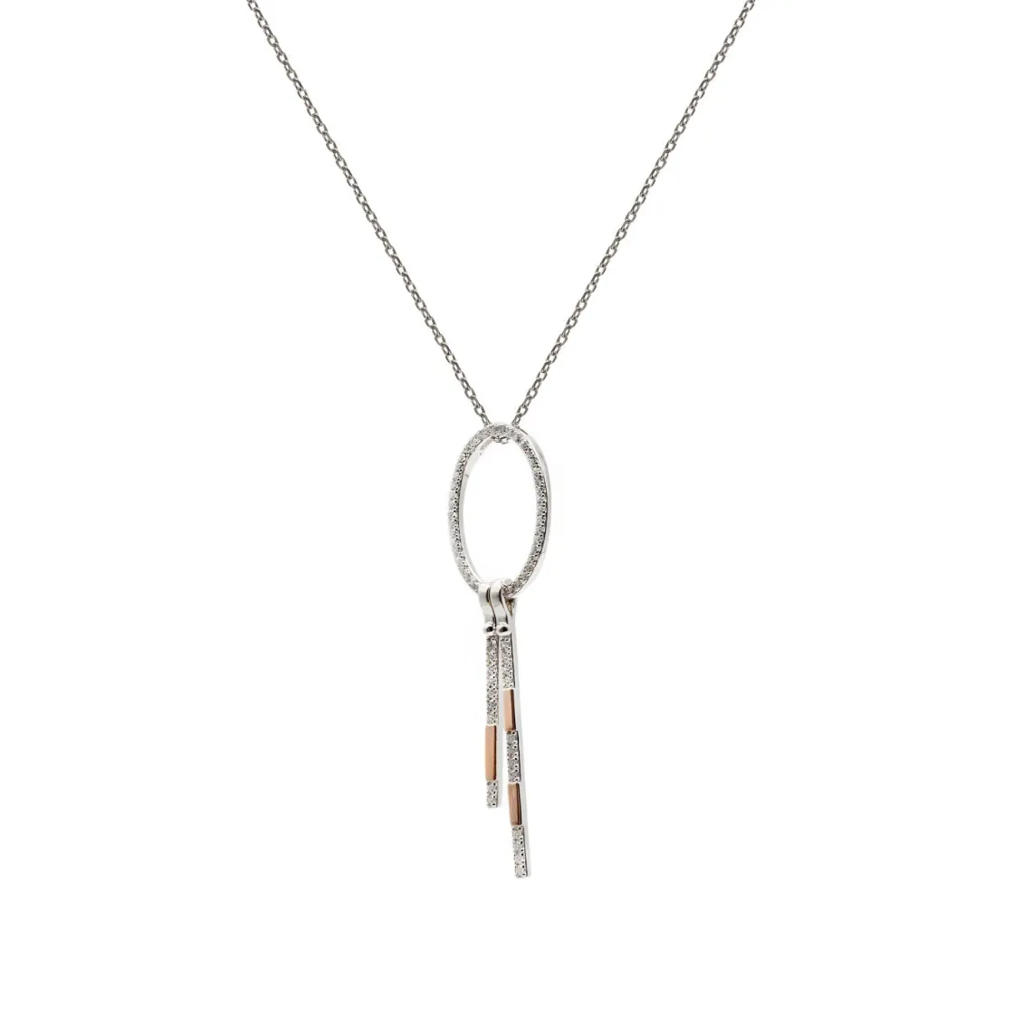 Colgantes Bicolor | LINEARGENT Collar bicolor ovalado con linieas colgantes