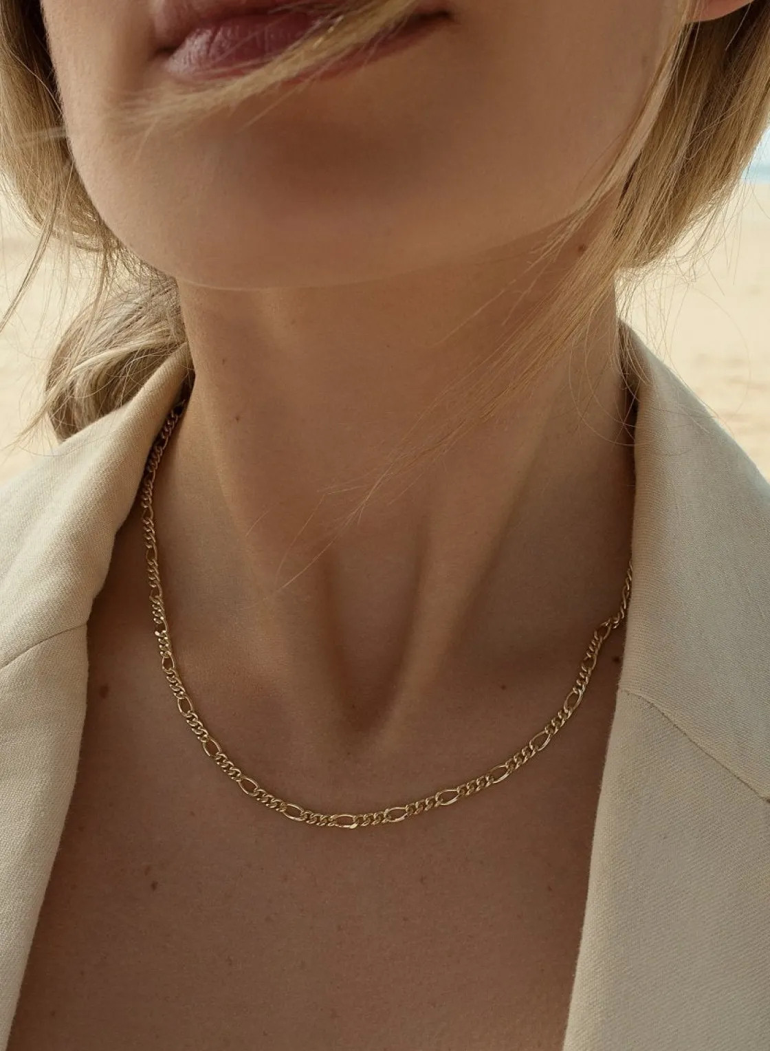 Collar Cadena | Collares Cortos | LINEARGENT Collar cadena bañada en oro diseño de eslabones