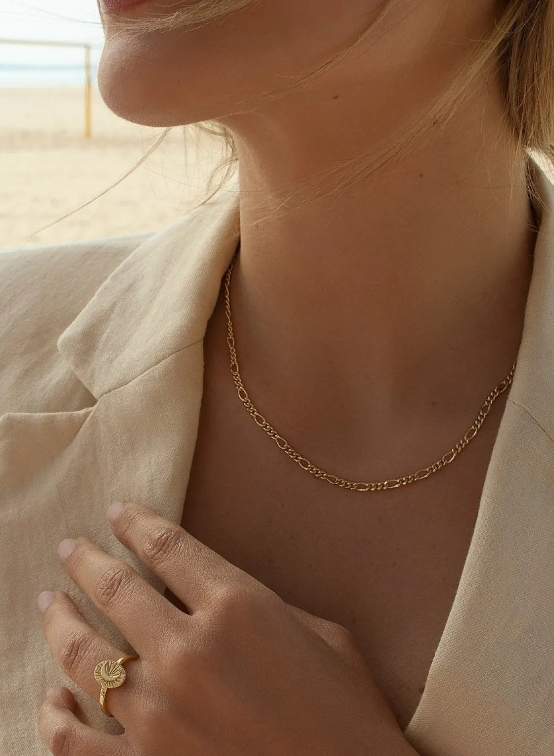 Collar Cadena | Collares Cortos | LINEARGENT Collar cadena bañada en oro diseño de eslabones