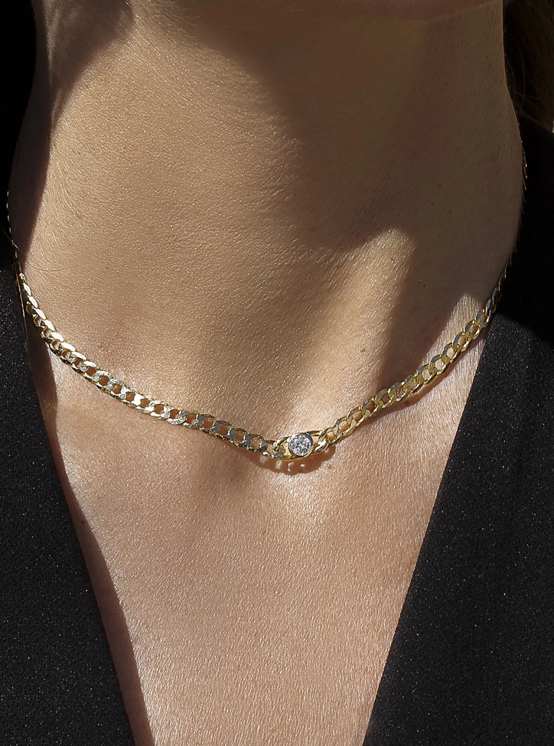 Collares Cortos | LINEARGENT Collar cadena de eslabones con detalle de circonita