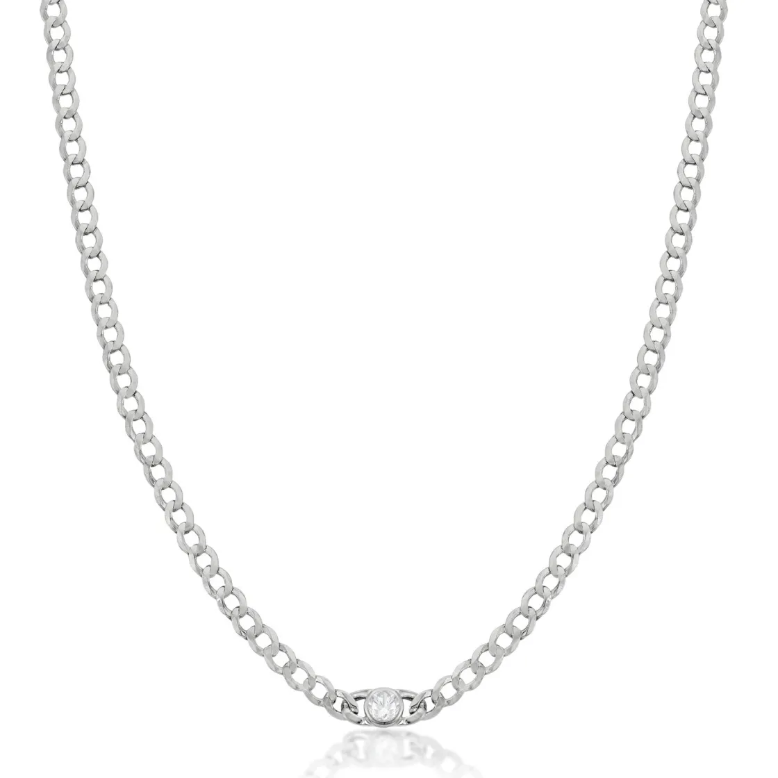 Collares Cortos | LINEARGENT Collar cadena de plata diseño eslabones con circonita