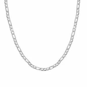 Collar Cadena | Collares Cortos | LINEARGENT Collar cadena diseño de eslabones con circonitas y lisos