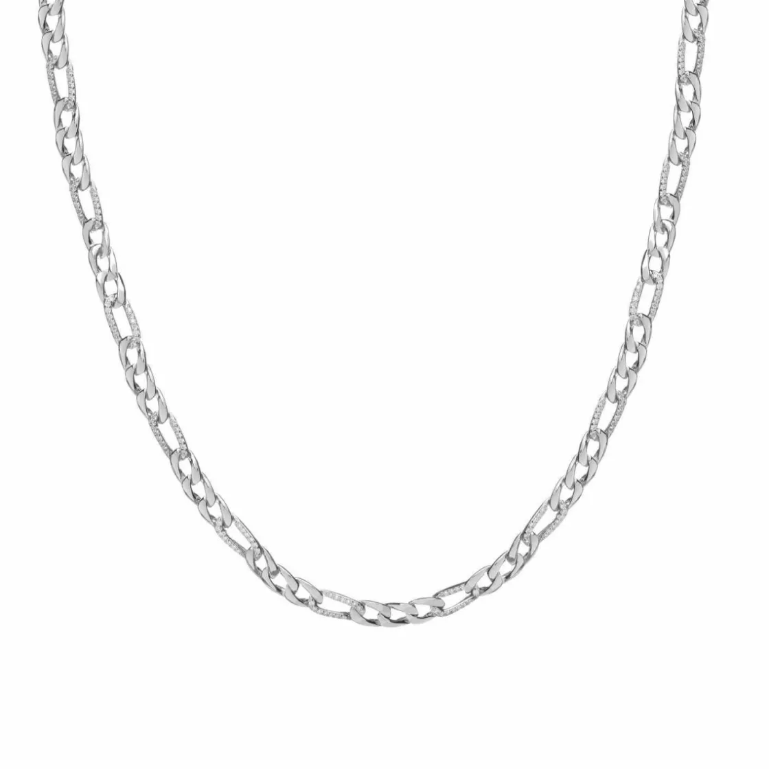 Collar Cadena | Collares Cortos | LINEARGENT Collar cadena diseño de eslabones con circonitas y lisos