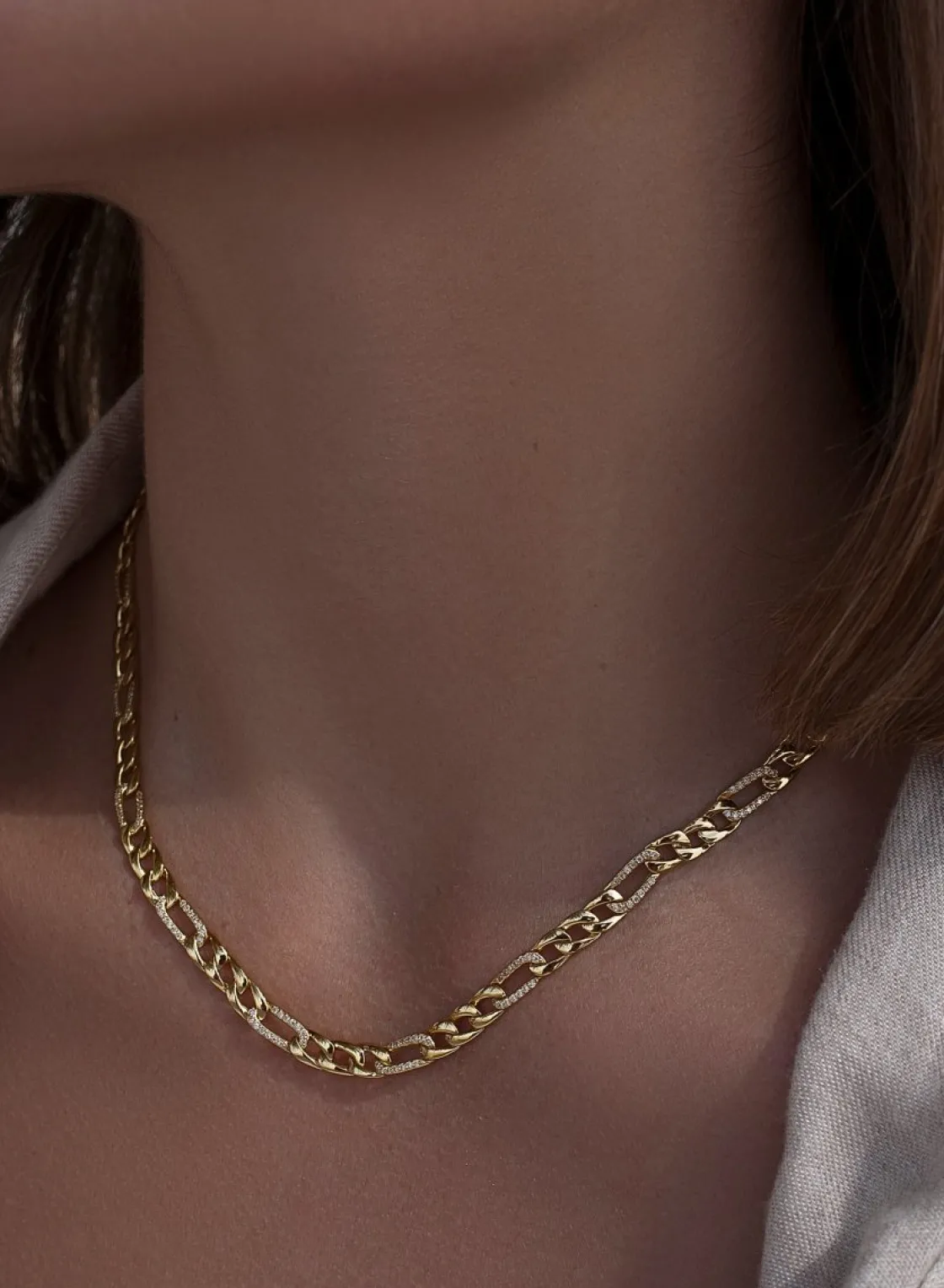 Collar Cadena | Collares Cortos | LINEARGENT Collar cadena diseño de eslabones lisos y brillantes