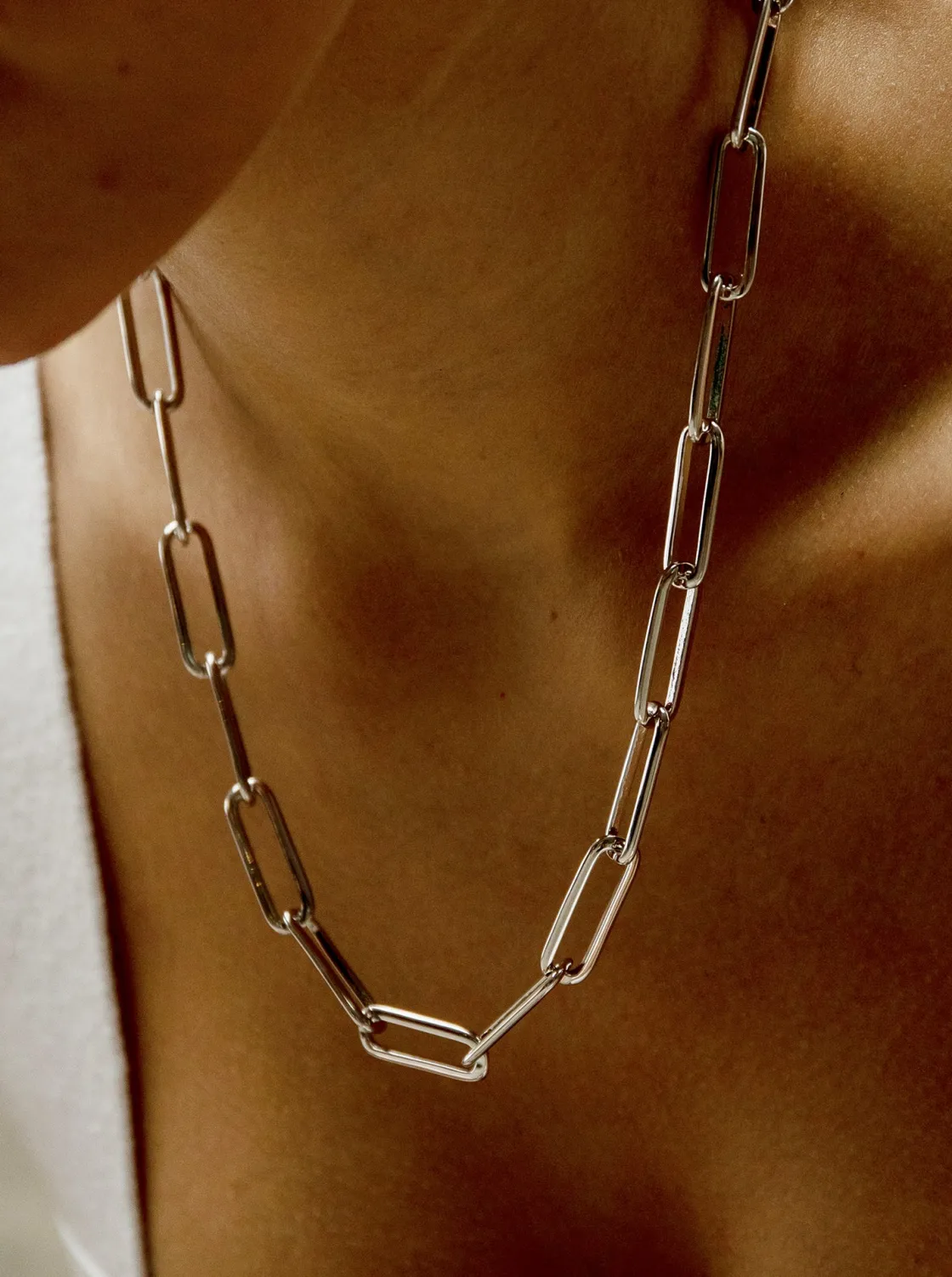 Collar Cadena | Collares Cortos | LINEARGENT Collar cadena diseño de eslabones plateados