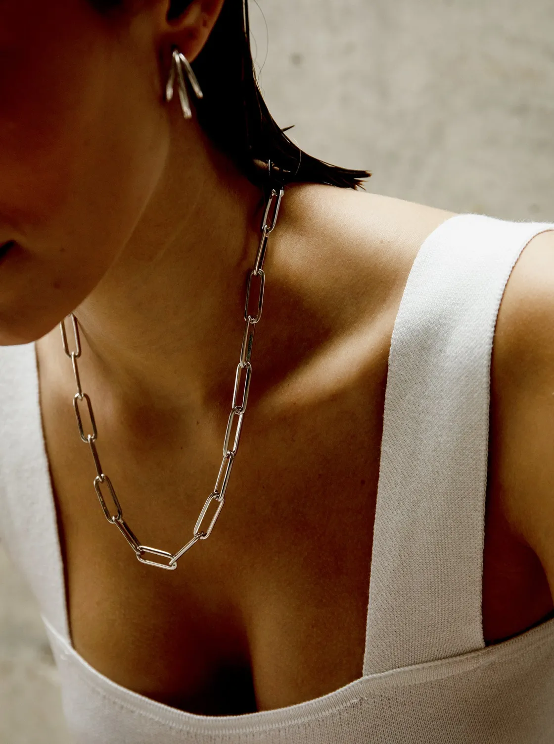 Collar Cadena | Collares Cortos | LINEARGENT Collar cadena diseño de eslabones plateados