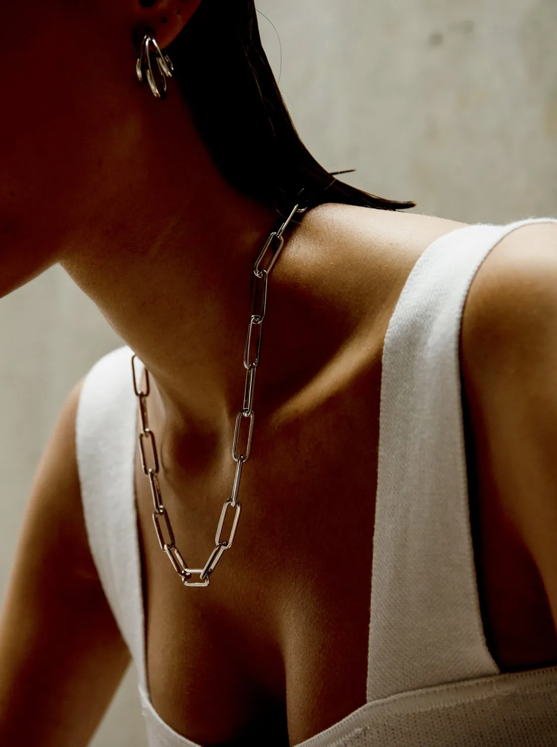 Collar Cadena | Collares Cortos | LINEARGENT Collar cadena diseño de eslabones plateados