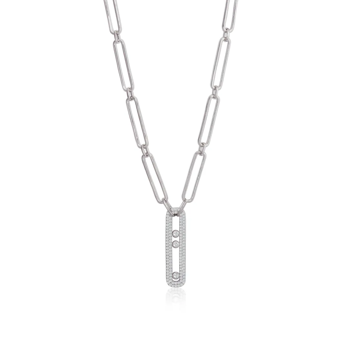 Collar Cadena | LINEARGENT Collar cadena diseño de pieza rectangular con circonitas