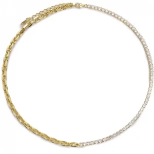 Collar Cadena | Colgante Brillante | LINEARGENT Collar cadena diseño dividido de clip y circonitas