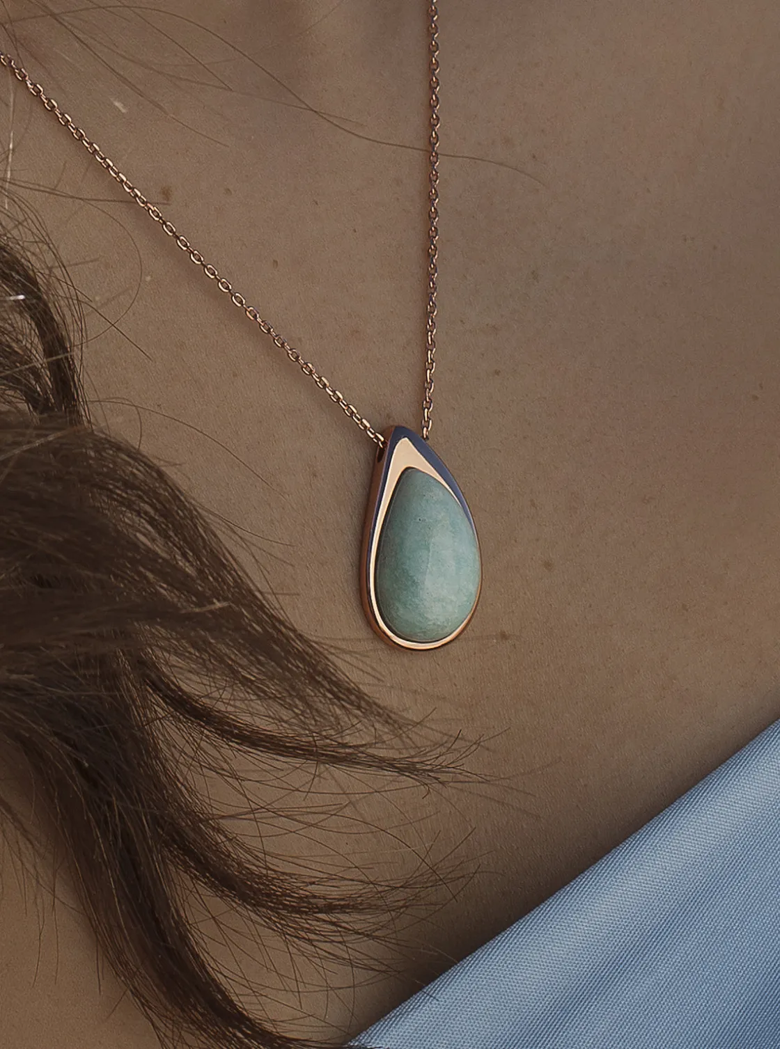 Collares Con Piedras | LINEARGENT Collar con piedra aquamarina en forma de gota