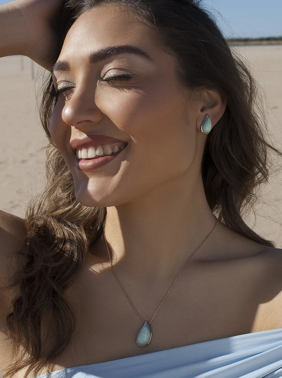Collares Con Piedras | LINEARGENT Collar con piedra aquamarina en forma de gota