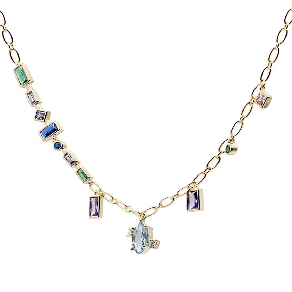 Collares Con Piedras | LINEARGENT Collar con piedras de distintas formas y tonos frios
