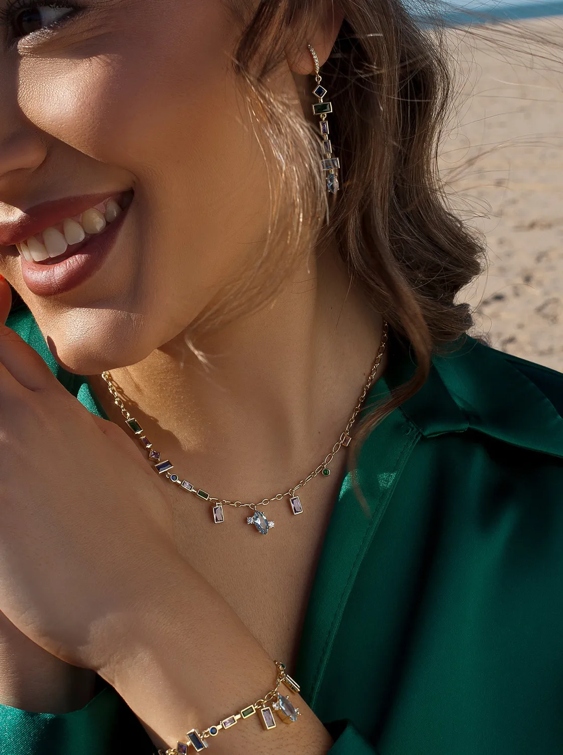 Collares Con Piedras | LINEARGENT Collar con piedras de distintas formas y tonos frios