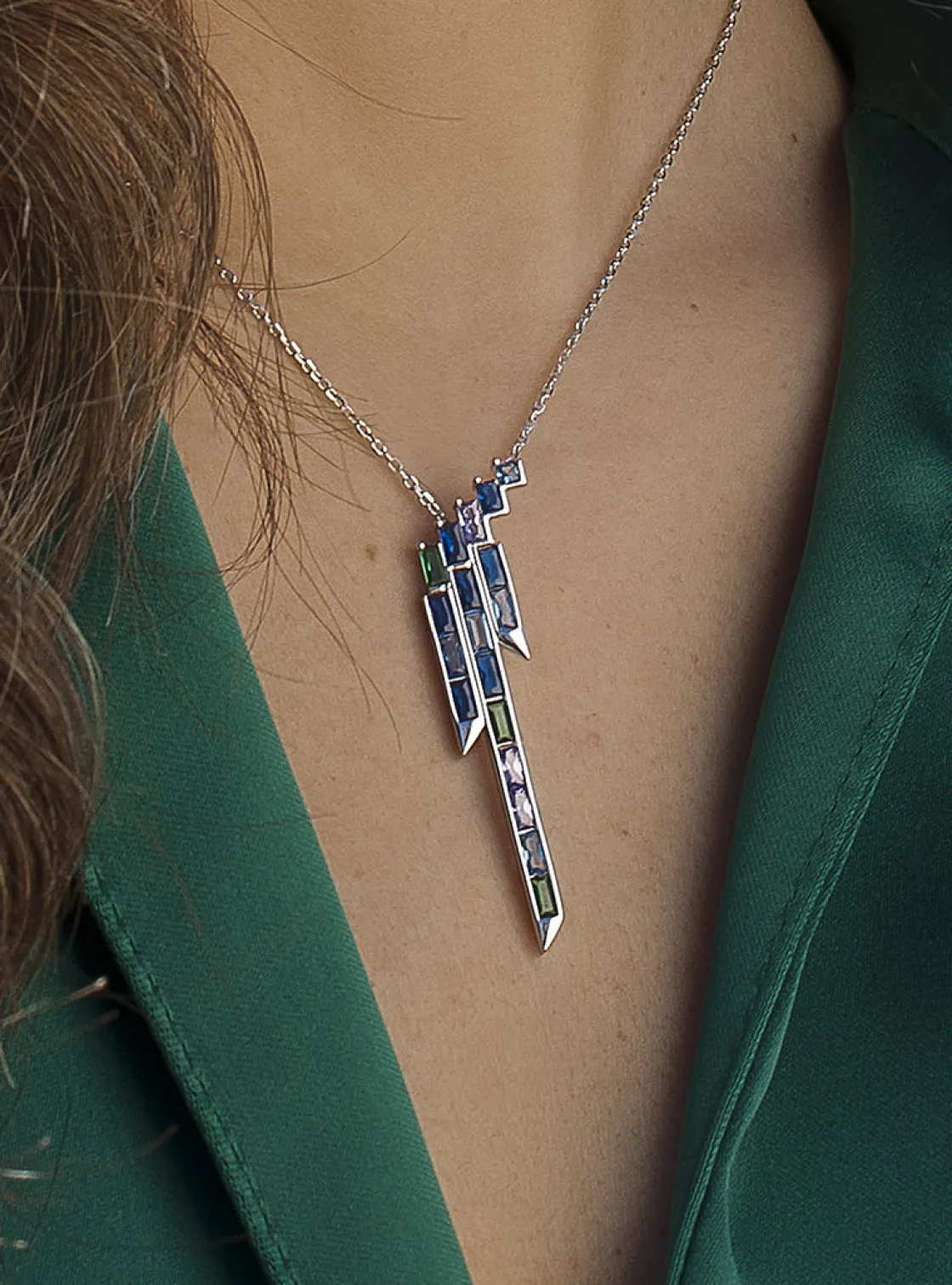 Collares Con Piedras | LINEARGENT Collar con piedras tono azul estilo geométrico