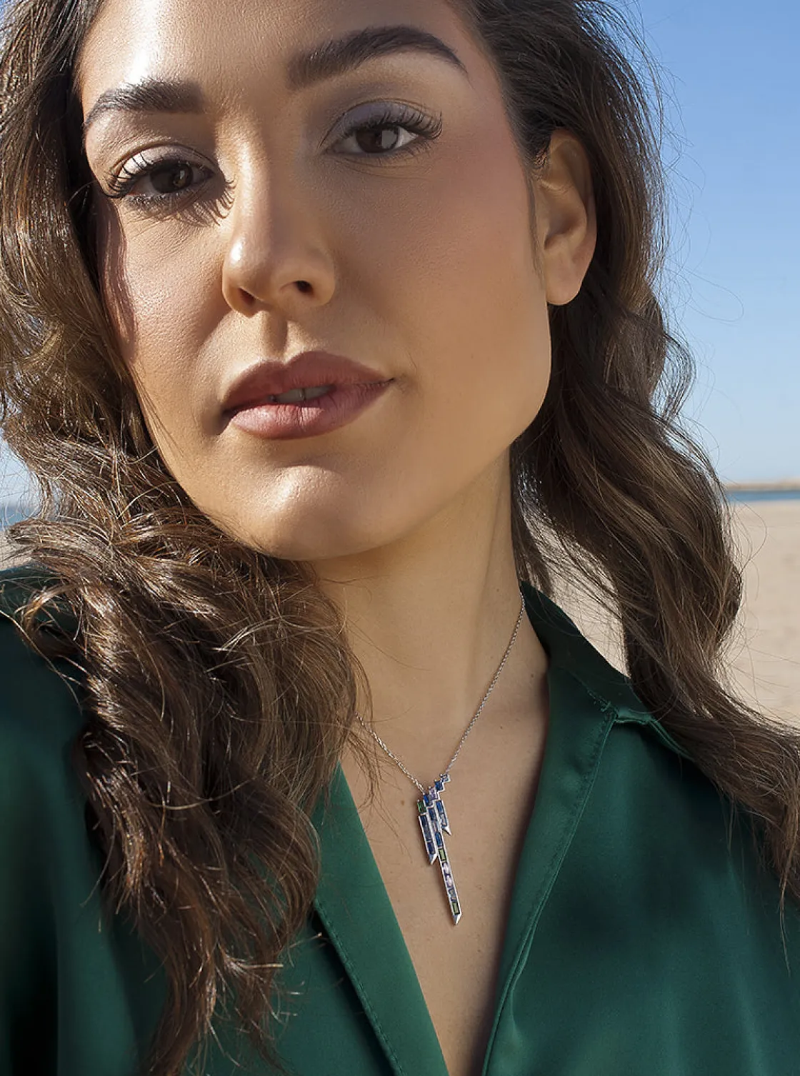 Collares Con Piedras | LINEARGENT Collar con piedras tono azul estilo geométrico
