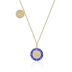 Collar Medalla | LINEARGENT Collar de plata baño dorado diseño medalla con esmalte